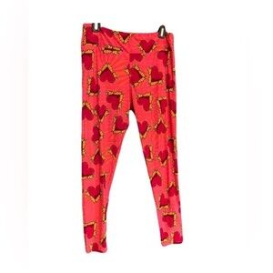 LuLaRoe Red and Yellow Heart Leggings Vibrant and Playful TC